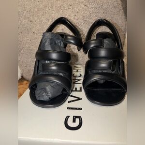 Givenchy Black Leather Strap Sandals